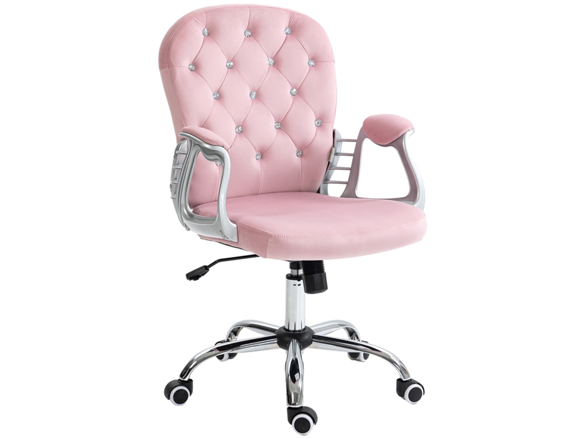 Silla De Oficina Ajustable De Terciopelo Rosa