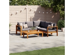 Conjunto de sofá de jardín de 4 piezas con cojines de madera maciza de acacia, Dkd Home Decor