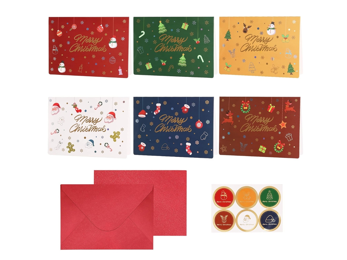 Tarjetas de Navidad - 18 Tarjetas con Sobre y Efecto Relieve RNEMITERY