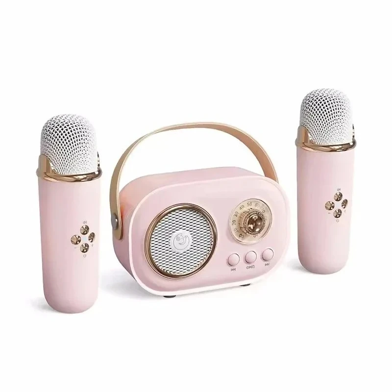 Altavoz Inalámbrico Bluetooth (rosa Con 2 Micrófonos) Con Micrófono Y Radio Fm.
