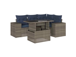 Maison Exclusive - Conjunto De Sofá De Jardín De 5 Piezas Con Cojines, Poliratán Gris