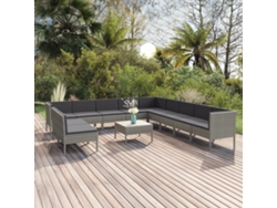 Conjunto de jardín DKD Home Decor de 12 piezas con cojines de mimbre gris