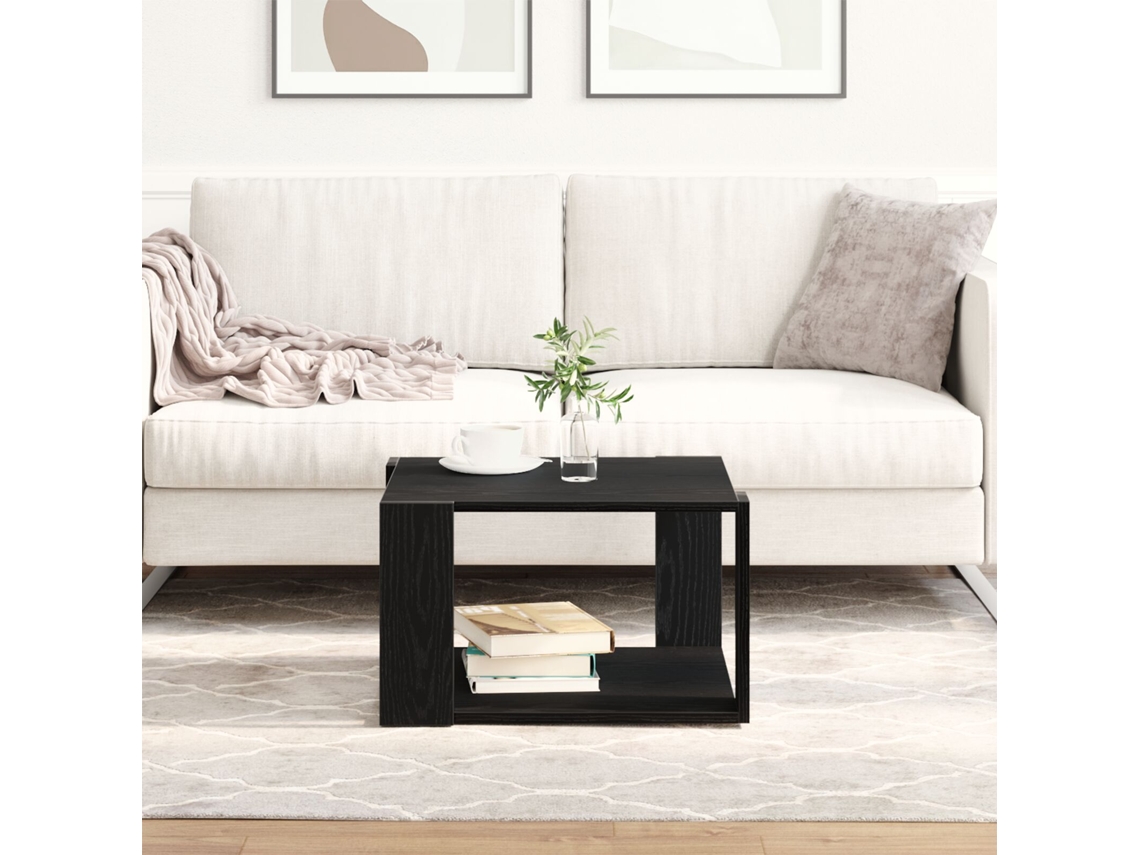 Mesa De Café Negra Roble 85x55x31 Cm De Madera