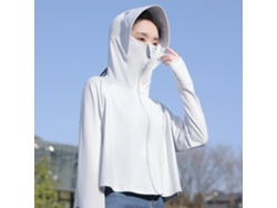 Camiseta De Mujer Con Protección Uv, Capucha Y Mascarilla Para Senderismo Y Acampada - Gris