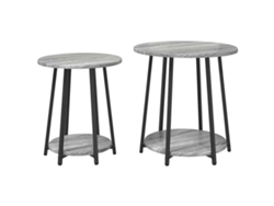 Conjunto De Mesas Auxiliares 2 Uds | Mesa Lateral Sonoma Gris Y Negro