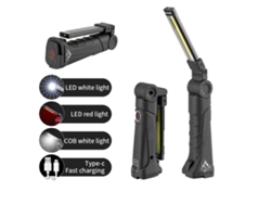 Luz de trabajo portátil para exteriores con múltiples fuentes, recargable para reparación de automóviles con batería de larga duración para mantenimiento e inspección.