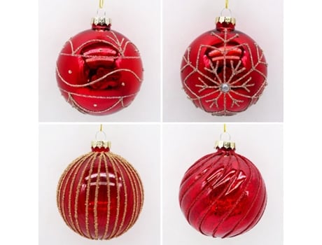 Set de 4 Bolas de Navidad Plateadas 8cm Bolas de Adornos de Árbol de Navidad