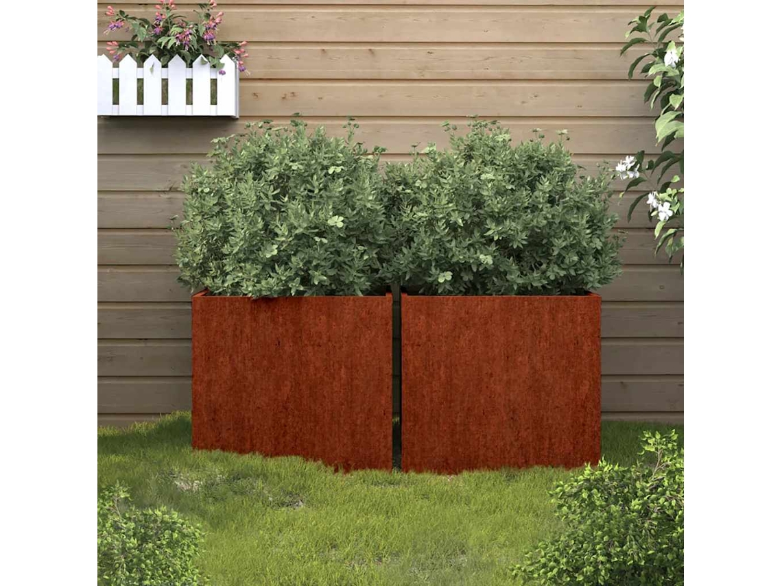 Macetas/jardineras, 2 unidades, 42x40x39 cm, acero Corten, HARLANV1