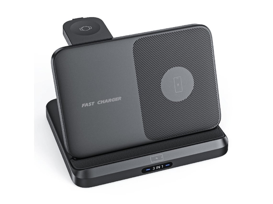 Estación de carga plegable 3 en 1 ELORY para Samsung S24, S20, Z Fold, Z Flip, Note y Watch.