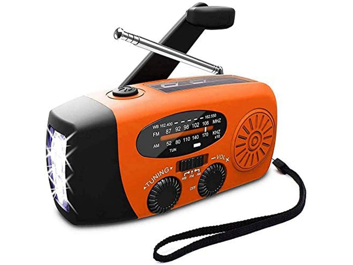 Radio Solar Portátil De Emergencia Con Linterna Led Y Alarma Sos, Batería De 1000 Mah, Manivela Manual Para Emergencias Al Aire Libre.