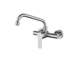Grifo De Cocina, Fabricado En Acero Inoxidable 304, Grifo De Agua Fría Y Caliente, Diámetro Asiento De Válvula 3,2 Cm.