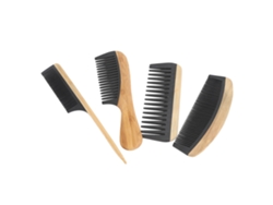 Set De 4 Peines Antiestáticos Para Estilizar Pelo Hombre Y Mujer De Madera Bamboo