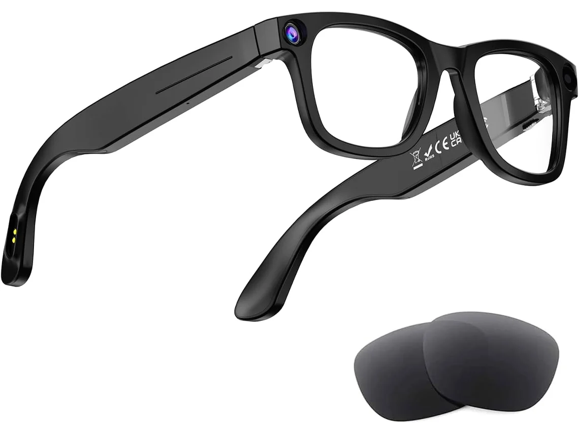 Smartglasses Con Ia, Cámara De 8 Mp, Grabación De Vídeo 1080p, Traducción En Tiempo Real Y Asistente De Voz (negro)