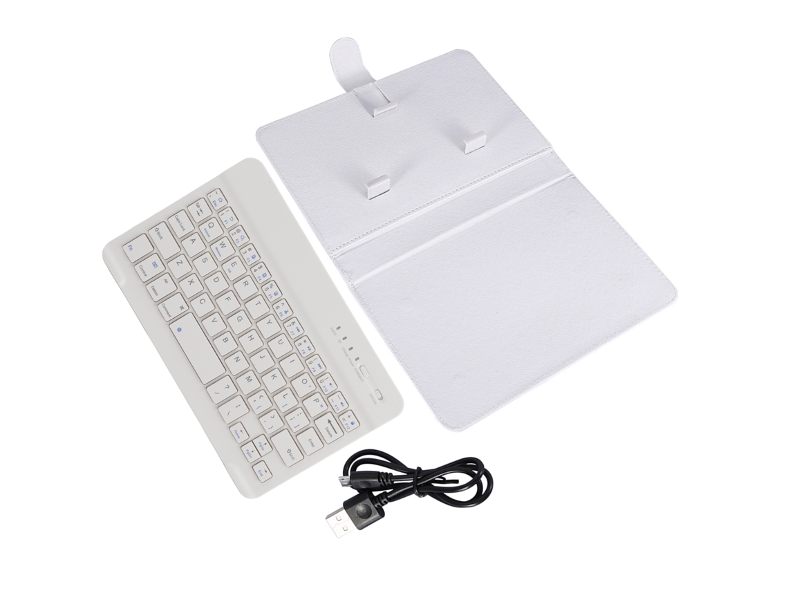 Capa Flip Com Teclado Bluetooth Sem Fio Universal Para Celulares Ios/android Branco Com Suporte