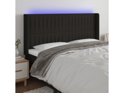 Cabecero Con Led De Tela Negro 163x16x118/128 Cm
