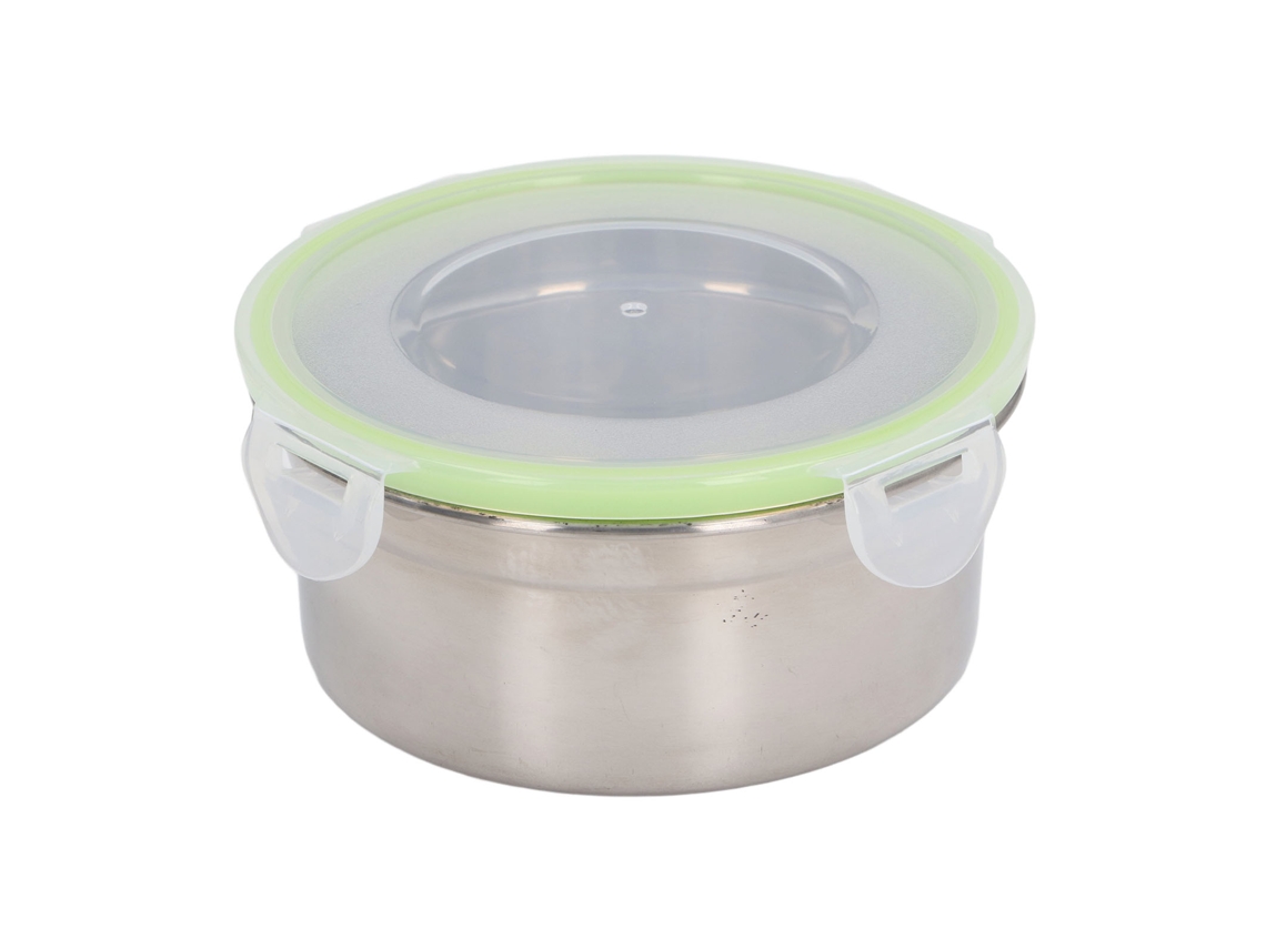 Recipiente Redondo Hermético De Acero Inoxidable 304 Con Tapa Para Alimentos, Ideal Para Acampar, Picnics Y Viajes, 900 Ml.