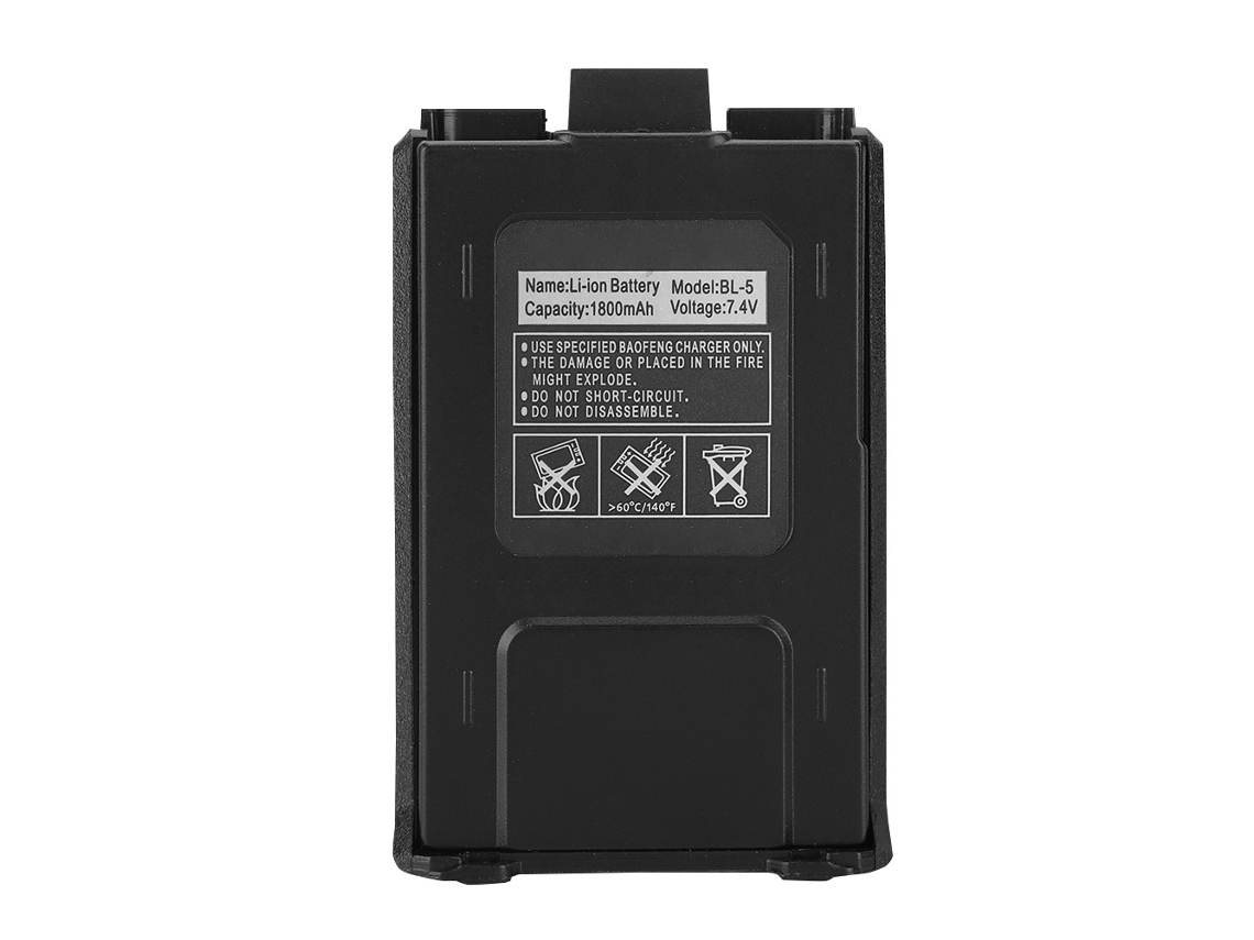 Batería De Iones De Litio De 7,4 V Y 1800 Mah Para Walkie-talkie Baofeng Uv-5r, Uv-5re, Dm-5r Plus Y Bl-5 (negra).