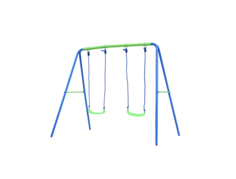 Columpio Doble Para Jardín 3 Años Juguetes De Exterior Para Niños De Metal 220X138X182 Cm Carga Hasta 45 Kg
