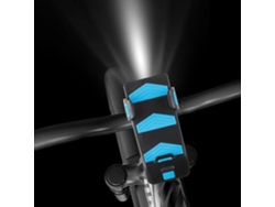 Luz De Bicicleta Multifuncional 4 Em 1 250 Lumens Farol Lanterna Buzina Suporte Celular Power Bank