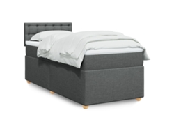 Cama Box Spring Con Colchón Tela Gris Oscuro 90x190 Cm