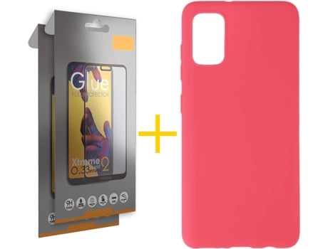 Kit Funda + 2 Protectores de Pantalla Samsung Galaxy A51 5G SKYHE Full (Rosa)