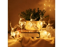 Luces Navideñas De Reno Para Interiores, 10 Led, Luz Blanca Cálida, Cable Usb, Pilas, Decoración, Regalo