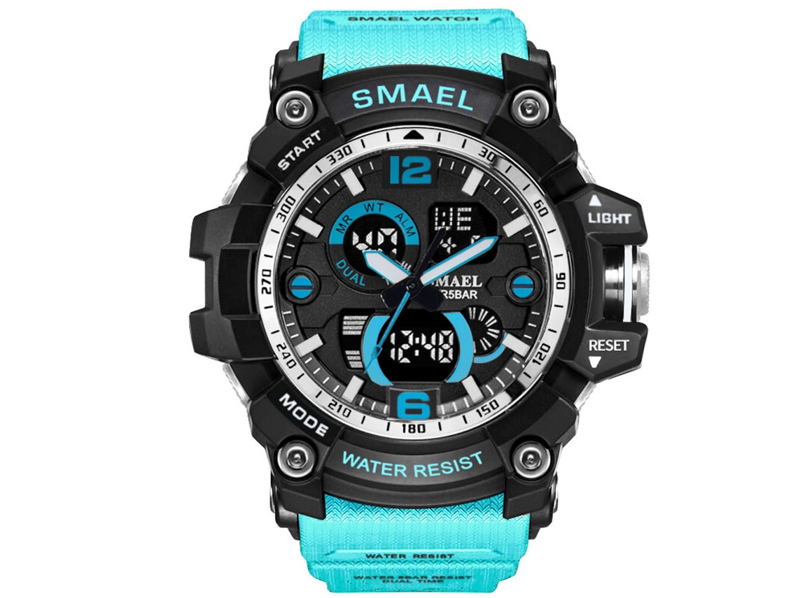 Reloj De Pulsera Informal Impermeable Para Hombre Smael Con Correa De Resina Turquesa.