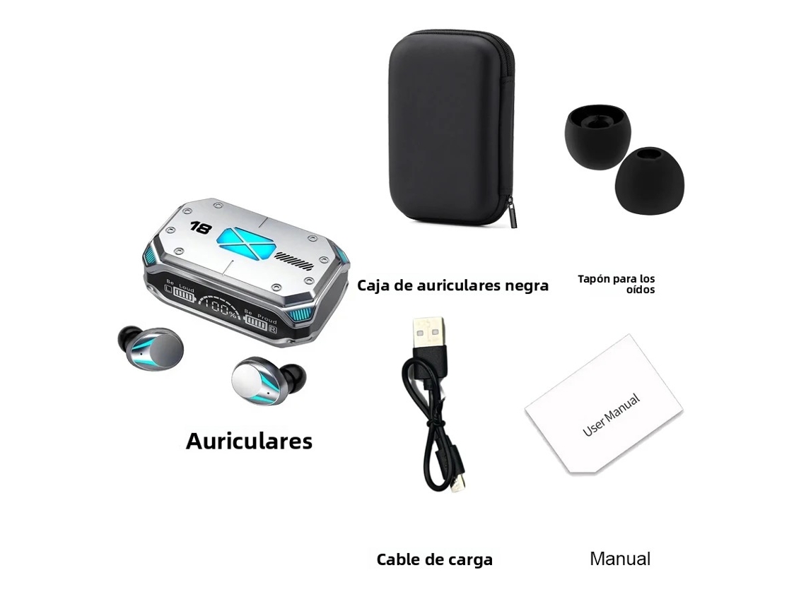 Auriculares Estéreo Bluetooth (e)m41, Pantalla Táctil, Altavoz Inalámbrico Con Carga Magnética