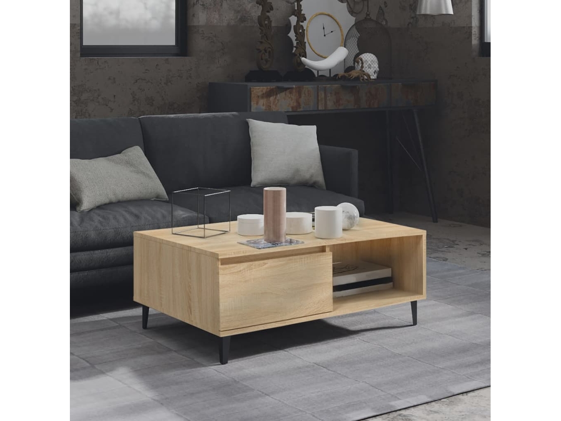Mesa de Centro de Apoyo 90X60X35 Cm Contrachapado Roble Sonoma