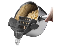 2026-41021-colador De Silicona Clip On, Ajusta A Olla Y Bowl – Gris
