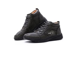 Botas altas negras para hombre, talla 10.5, de piel sintética, forradas con pelo sintético, cálidas, antideslizantes, impermeables, informales, para montañismo y senderismo.