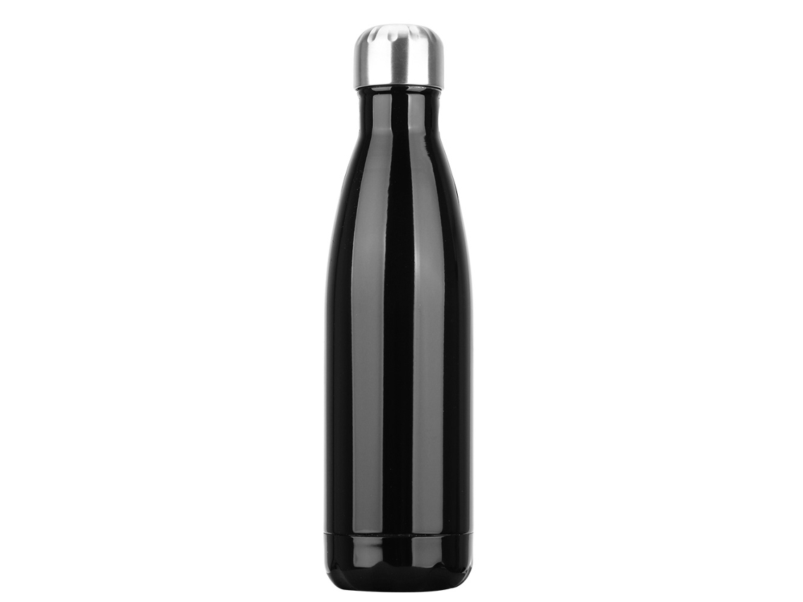 Taza térmica de acero inoxidable de 500 ml, sin BPA, de doble pared. Mdug (negra)