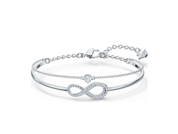 Pulsera Ajustable De Infinito Para Mujer En Plata, Pulsera De Regalo Para Mamá Con Cristales Austriacos.