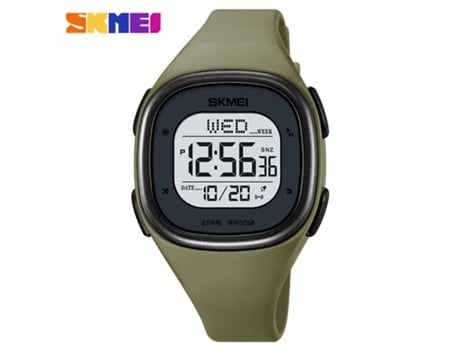 Reloj electrónico deportivo al aire libre Reloj luminoso impermeable Reloj digital LED unisex-Verde militar LUUCOZK