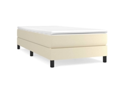 Maison Exclusive - Cama Box Spring Con Colchón Cuero Sintético Crema 100x200 Cm