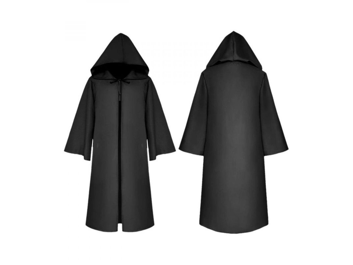 2026-capa Con Capucha Para Niños Unisex Disfraz Gótico Medievo Halloween Fiesta Cosplay Poliéster L Negro