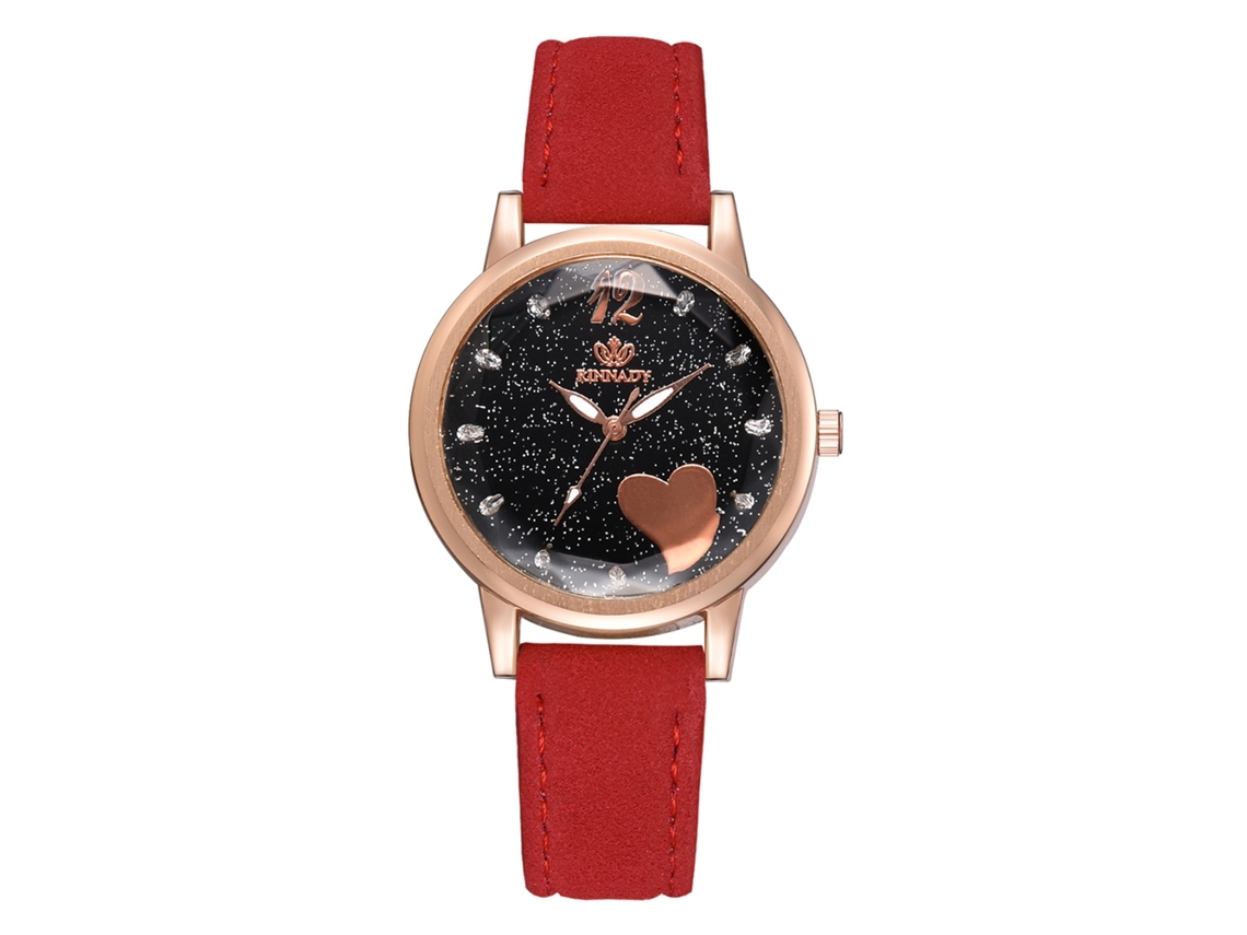 Reloj De Cuarzo Para Mujer Con Correa De Piel Sintética, Diseño De Cielo Estrellado Con Piedras.
