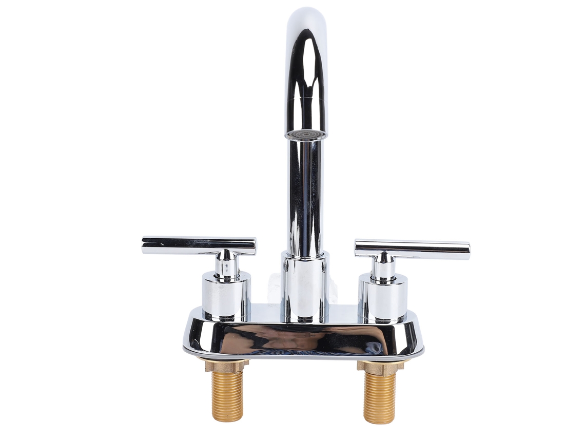 Grifo de cocina de doble manija con mezclador de agua fría y caliente, acero inoxidable 304
