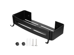 Estante de pared para baño, aluminio, 2 ganchos, resistente.