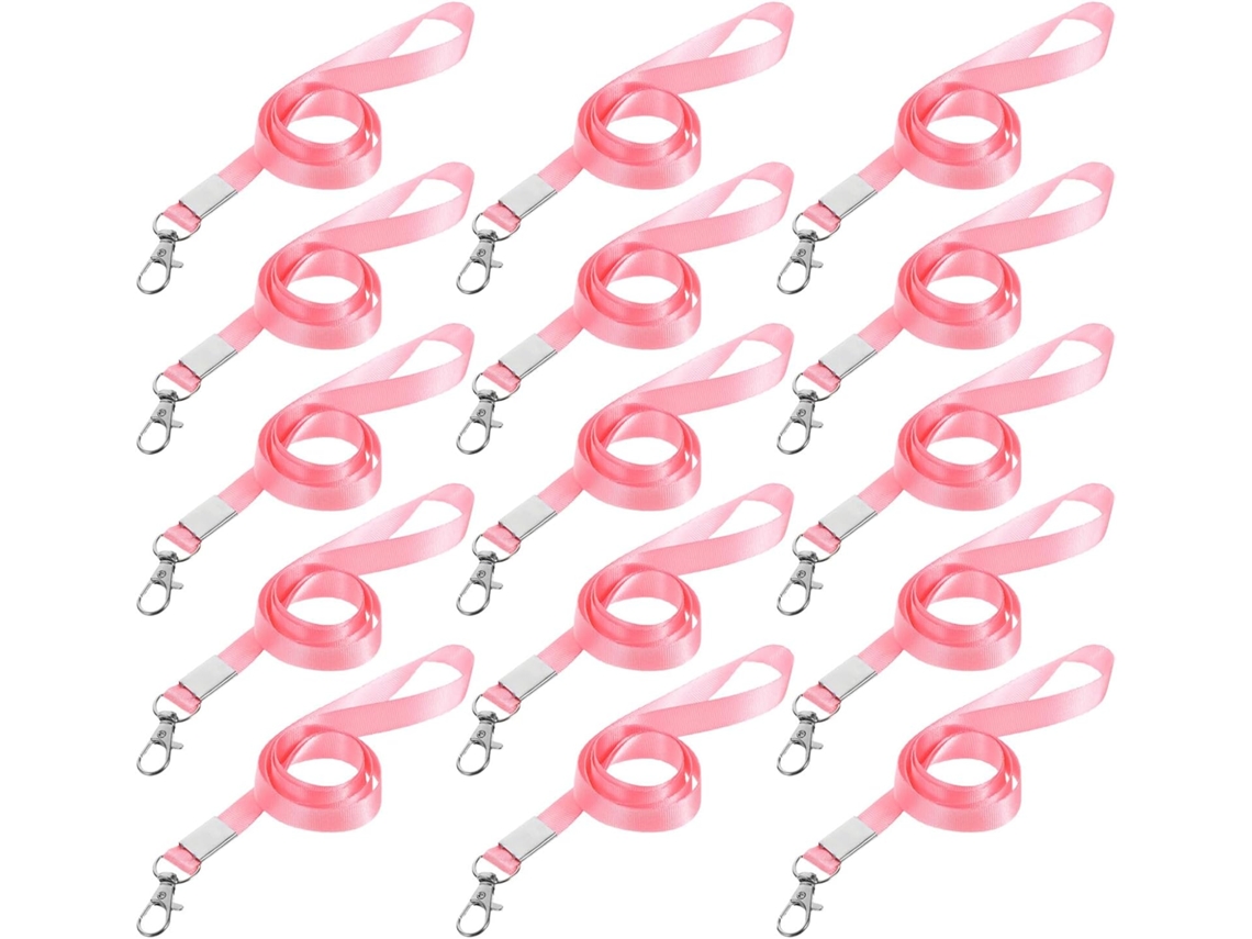 Paquete De 50 Cordones Rosas Para Credenciales Con Mosquetón, Portatarjetas De Identificación Ligero.