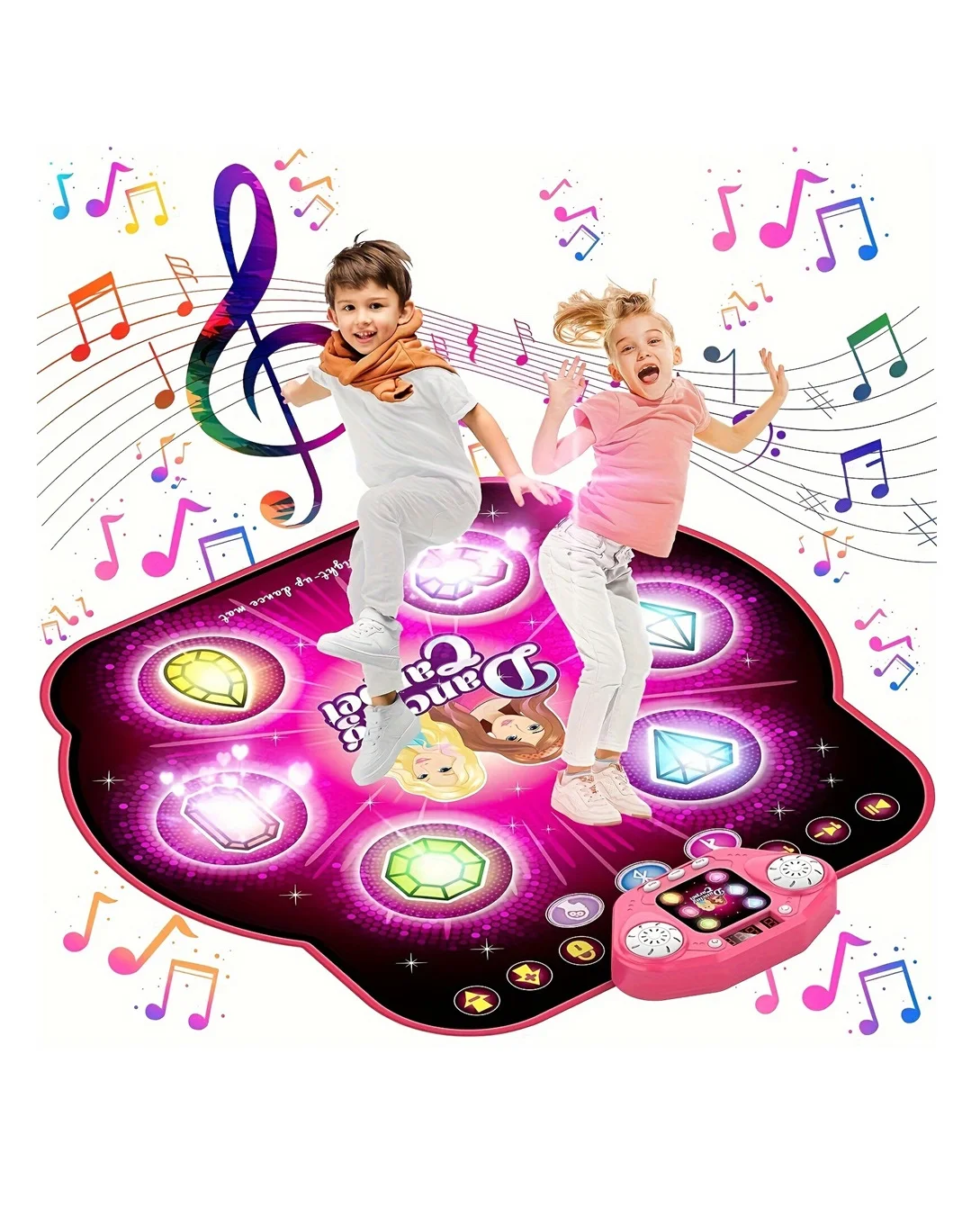 Alfombra de baile infantil luminosa, 6 modos de botones, juguete musical inalámbrico MDUG (morado)