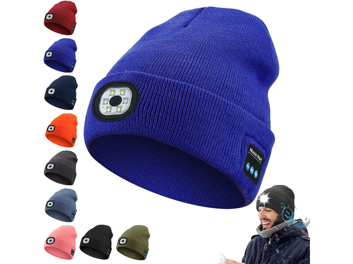 Gorro Com Fone Eifson De Ouvido Bluetooth 3 Em 1, 6 Luzes Led E Recarga Usb (azul Pavão)