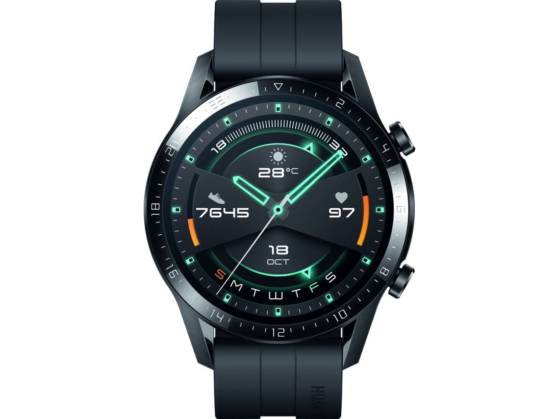 Huawei Watch Gt2 smartwatch con caja 46 mm hasta 2 semanas batería pantalla amoled 1.39 gps 15 modos deportivos llamadas bluetooth negro mate sport autonomía 46mm edition soporta spo2 reloj frec. 5.1 455mah