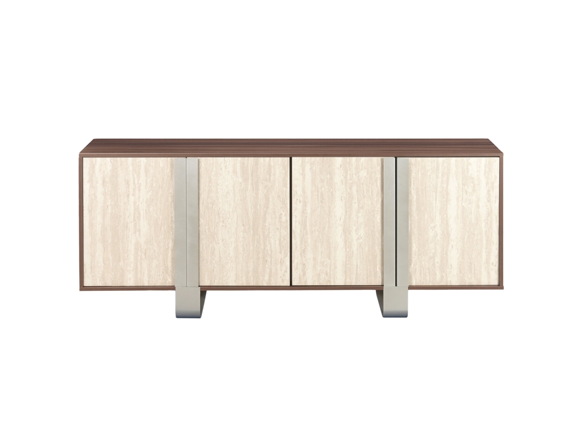 Buffet Mdf Metal Simil Marmol Marron 180x40x73,5cm