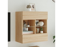 Mueble Tv De Pared Con Luces Led Roble Sonoma 58,5x30x60,5 Cm