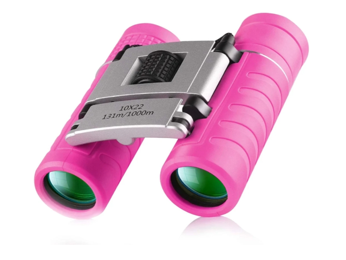 Binocular compacto de alta resolución 10x22, telescopio plegable a prueba de golpes para exploración al aire libre Yizhood (rosa)