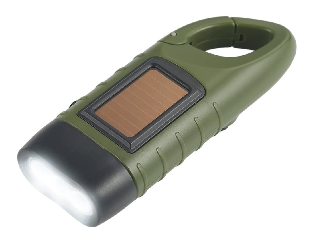 Linterna de emergencia con manivela, linterna LED portátil con manivela y mosquetón, energía solar, energía verde, Yunzii