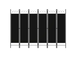 Biombo Divisor De 6 Paneles Negro 240x180 Cm
