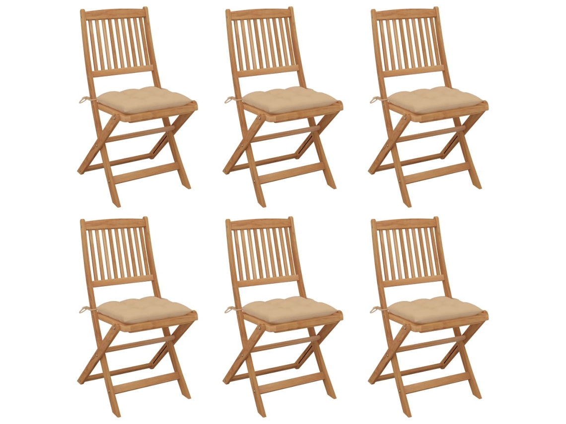 Sillas de jardín plegables de 6 piezas con cojines DKD Home Decor