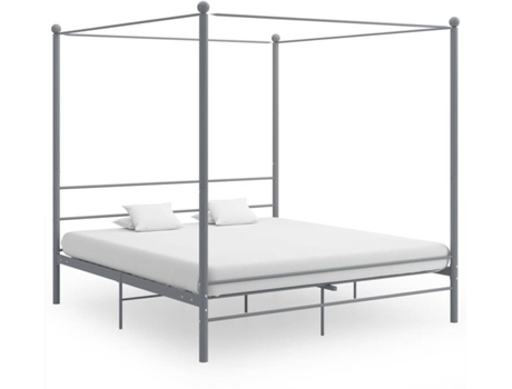 Estructura de cama con dosel VIDA XL metal gris (180x200 cm)